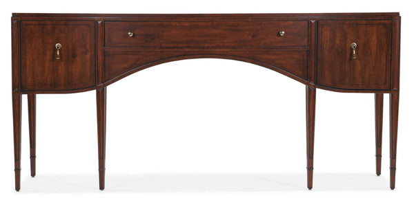 Hooker Furniture Charleston Maraschino Cherry Console Table With Walnut Inlay, Soft-Close Doors, Antique Bronze Pulls 6750-80161-85