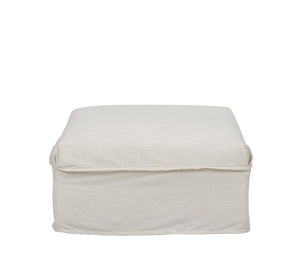 A.R.T. Furniture Alias Ottoman - Transitional Design With Light Oak Finish, Slipcover In Vanilla, Perfect For Seating & Style White Slipcover In A Polyester,Linen Blend Fabric,In A Vanilla Coloration 761504-5302