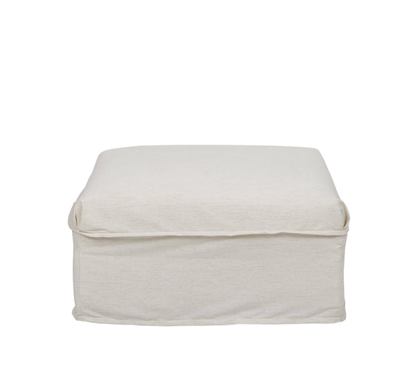 A.R.T. Furniture Alias Ottoman - Transitional Design With Light Oak Finish, Slipcover In Vanilla, Perfect For Seating & Style White Slipcover In A Polyester,Linen Blend Fabric,In A Vanilla Coloration 761504-5302