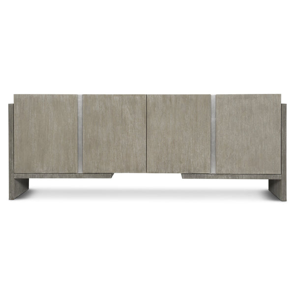 Bernhardt Bernhardt Modern-Rustic Foundations 4-Door Buffet — Two-Tone Light/Dark Shale, Ventilated Media Storage, Heirloom Craftsmanship 306131