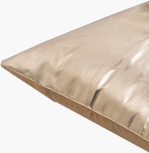 Surya Ritz Modern 18"L X 18"W Accent Pillow Cover - Luxurious Cotton & Leather Blend For Lasting Style Metallic Gold Leather,Cotton Rtz001-1818p