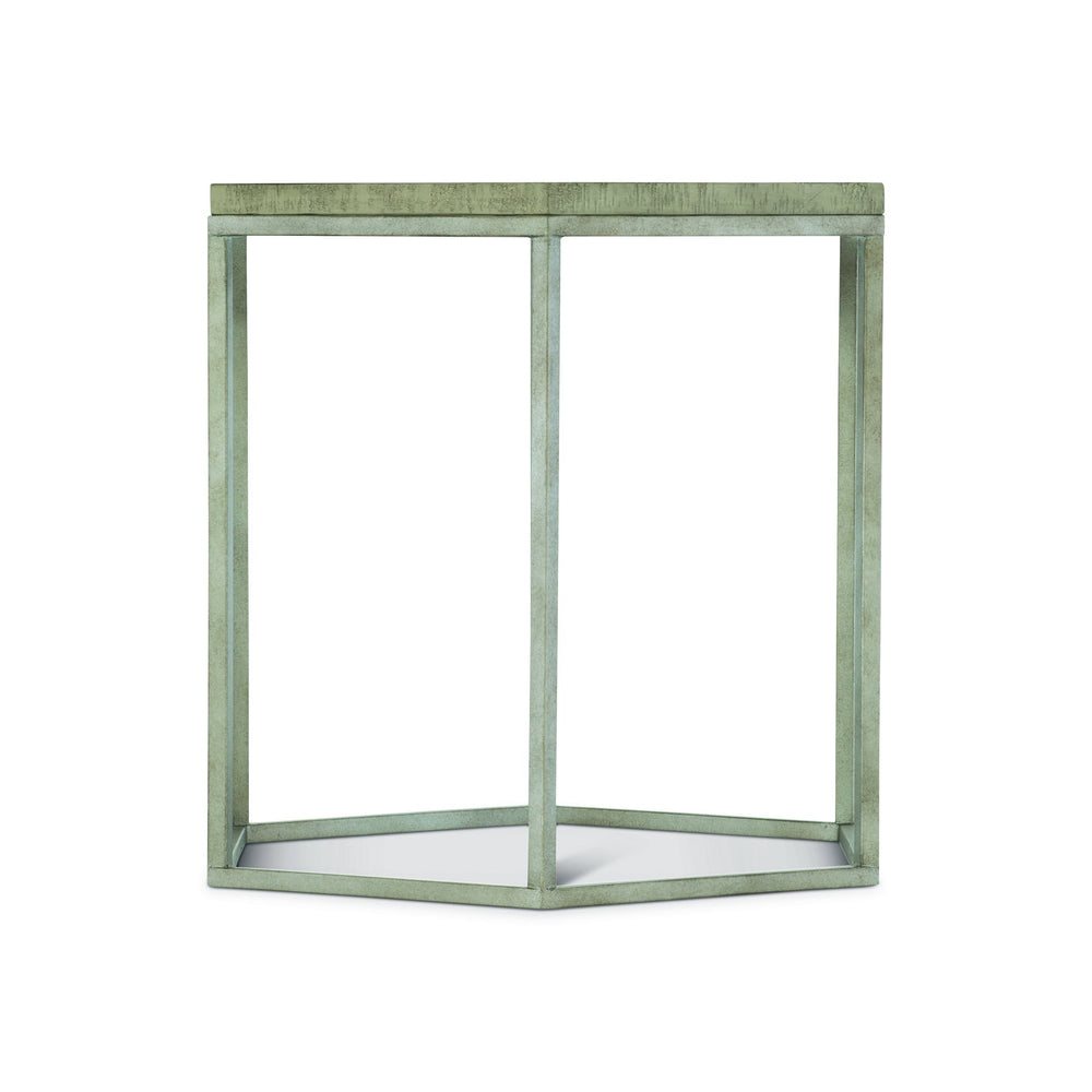 Bernhardt Bernhardt Hexagonal End Table With Distressed Pine Top & Glazed Silver Tubular Frame, 24"W X 25"H 398124G