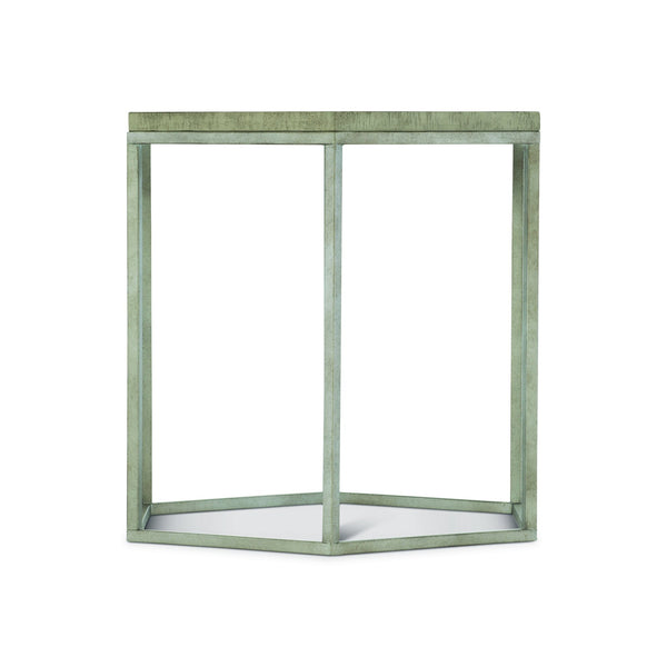 Bernhardt Bernhardt Hexagonal End Table With Distressed Pine Top & Glazed Silver Tubular Frame, 24"W X 25"H 398124G