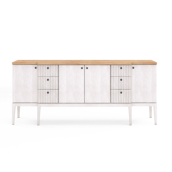 A.R.T. Furniture Post Elegant Two-tone Sideboard With Adjustable Shelves, Dovetail Drawers & Soft-close Hinges Light Brown, White Ash & Pine Solid,Plank,Effect Flakey Oak And Pine Veneer 288251-2341
