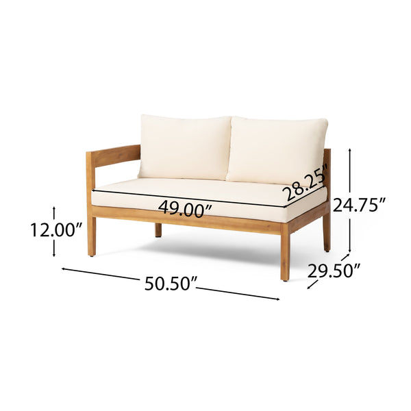 English Elm Brooklyn Acacia Hardwood Outdoor Sofa Set with Slat Design and Weather Resistant Cushions 73146.00_73147.00_74101.00BGE