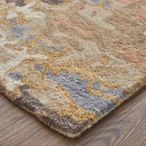 Feizy Rugs Everley Hand-tufted Wool Rug: Vibrant Abstract Design In Rich Hues For A Contemporary Style Home Tan,Blue Wool Eve8644fbge000h00