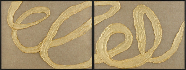 Livabliss Rubans Hand-painted Two Panel Wall Art Set for Modern and Contemporary Interiors RUBA001-SET