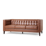 Christopher Knight Home® - Noble House - Pondway Contemporary Faux Leather Tufted 3 Seater Sofa