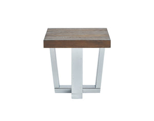 English Elm Steve Silver - Laredo Side Table - Rustic Modern Charm With Chestnut Finish & Sleek Chrome Base For Any Space B081P157761-GIGA