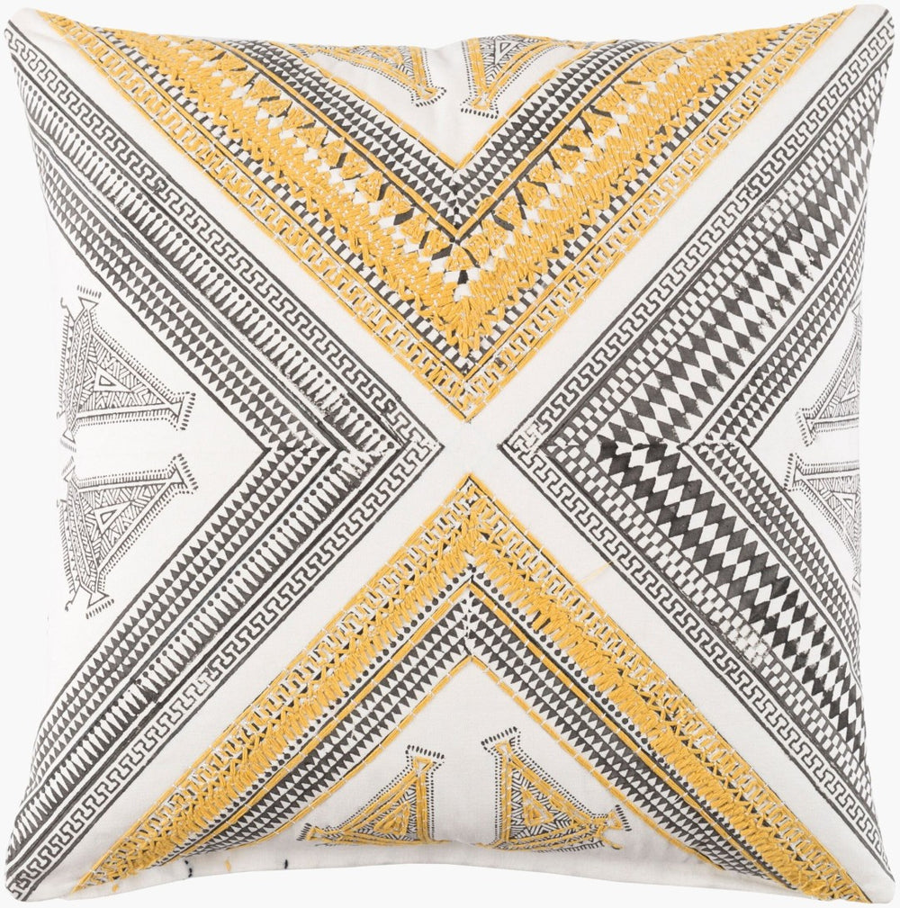 Surya Rufiji Woven Cotton Square Accent Pillow Global Textile Craft for Sofa or Bed RUF002-2020D