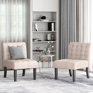 English Elm Accent Slipper Chairs Set of Two Button Tufted Plush Upholstered Living Room Pair 70752.00BGE