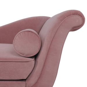 English Elm Chaise Lounge Velvet Upholstered with Birch Legs Elegant Salon Style Living Room Accent Pink 69103.00DUSPNK