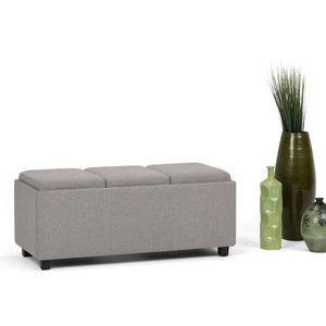 English Elm Avalon Storage Ottoman - Cloud Grey Linen Look With Flip-Over Trays, Stylish Seating & Storage Solution B136P158111