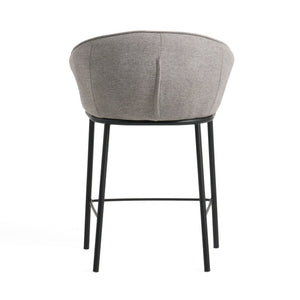 VIG Furniture Rumi Modern Grey Counter Stool With Cushioned Ote Fabric, Slim Black Steel Frame & Floor Glides - Sleek Durable Seating VGFH-0119175-CG-BS