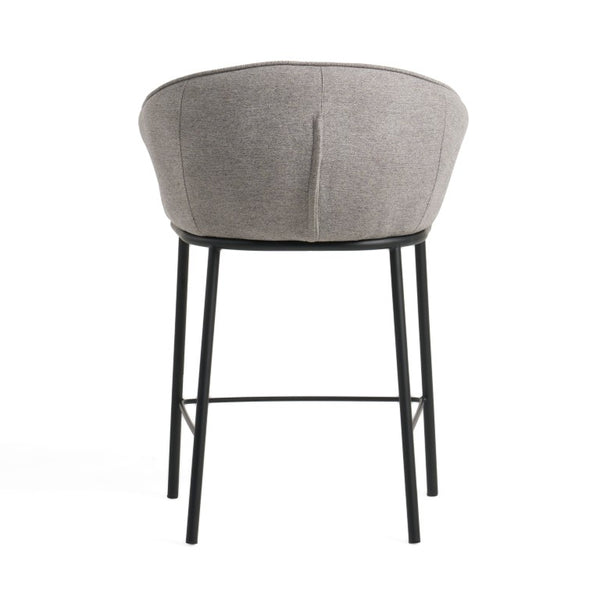 VIG Furniture Rumi Modern Grey Counter Stool With Cushioned Ote Fabric, Slim Black Steel Frame & Floor Glides - Sleek Durable Seating VGFH-0119175-CG-BS