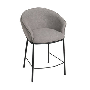 VIG Furniture Rumi Modern Grey Counter Stool With Cushioned Ote Fabric, Slim Black Steel Frame & Floor Glides - Sleek Durable Seating VGFH-0119175-CG-BS