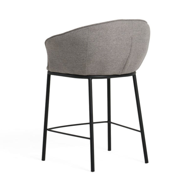 VIG Furniture Rumi Modern Grey Counter Stool With Cushioned Ote Fabric, Slim Black Steel Frame & Floor Glides - Sleek Durable Seating VGFH-0119175-CG-BS