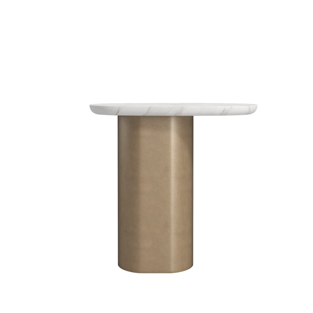 A.R.T. Furniture Verge Sculptural Chairside Table with Polished Marble Top & Artistic Metal Base for Modern Spaces 337308-1043