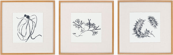 Surya Sumerian Framed Art Wall Decor - Minimalist Modern Design, 25"H X 25"W, Easy Maintenance Home Accent Main, Beige,Frame, ,Matting, Beige Paper,Polystyrene Rus001-set