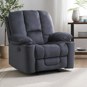 English Elm Christopher Knight Home® - Luxurious Manual Recliner Chair with Skin-Friendly Fabric, Dual Cup Holders, Ergonomic Padded Comfort Silver 57578.00STL