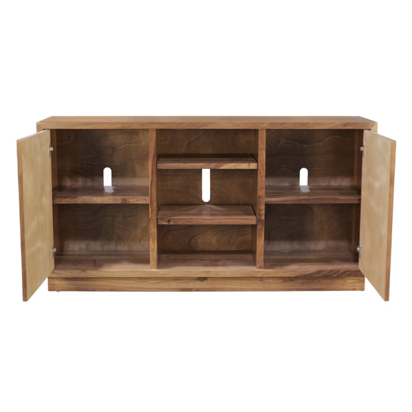 Origins Russo Walnut Herringbone Parquet Sideboard Organic Modern Buffet with Cable Management SJ3160