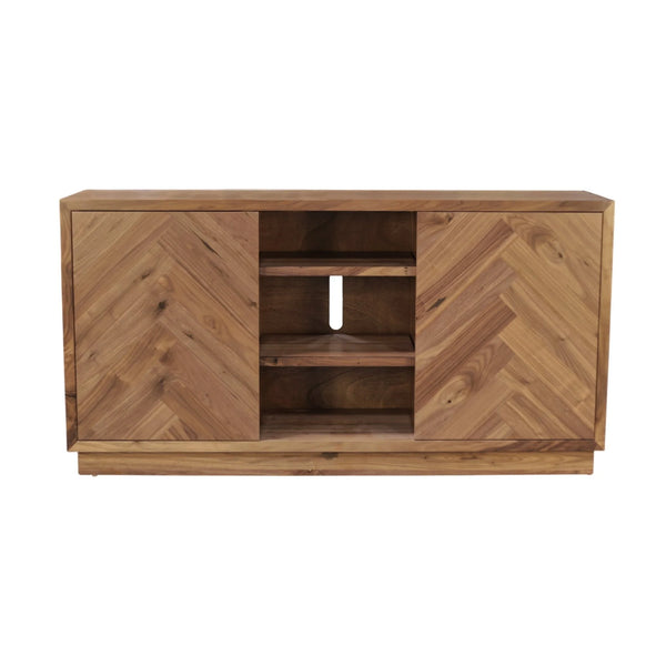 Origins Russo Walnut Herringbone Parquet Sideboard Organic Modern Buffet with Cable Management SJ3160