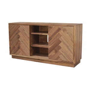 Origins Russo Walnut Herringbone Parquet Sideboard Organic Modern Buffet with Cable Management SJ3160