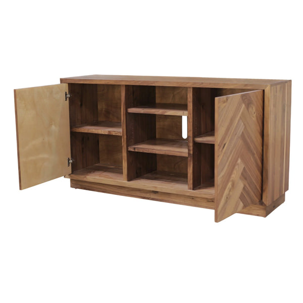 Origins Russo Walnut Herringbone Parquet Sideboard Organic Modern Buffet with Cable Management SJ3160