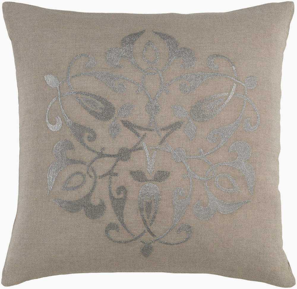 Surya Ravati Cozy Cottage Charm 18"L X 18"W Luxurious Linen Accent Pillow For Stylish Comfort Metallic Gold Linen Rv002-1818p