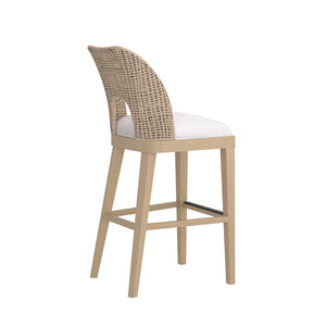 A.R.T. Furniture Frame Bar Stool - Modern Woven Sling Back Design With Natural Cane And Striking Upholstered Seat Brown Material(S), Ash & Poplar Solid,Plank,Effect Flakey & Quarter,Sawn Oak Veneer,Cane,Foam,Fabric 278208-2335bl