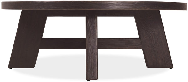 Hooker Furniture Driftwood Round Cocktail Table With Buckboard Finish, Oak Construction, Rustic Distressed Charm For Living Rooms Blacks 6820-80211-99