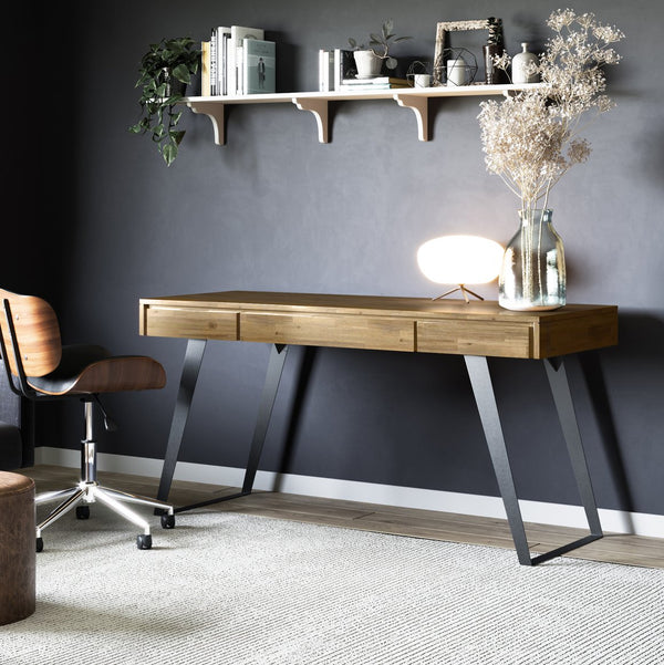 English Elm Lowry Desk - Modern Industrial Design In Distressed Golden Wheat With Storage & Durability Features B136P158877