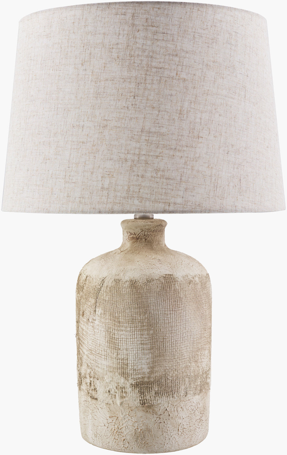 Surya Riserva Elegant Ceramic Accent Table Lamp With Linen Shade - Timeless Style For Any Room Body, Gray,Shade (Outside), Wheat,Shade (Inside), White,Finial, Metallic ,Nickel,Harp, Metallic ,Nickel,Cord, Translucent Ceramic,Linen,Linen,Linen,Linen,Iron Rva-001