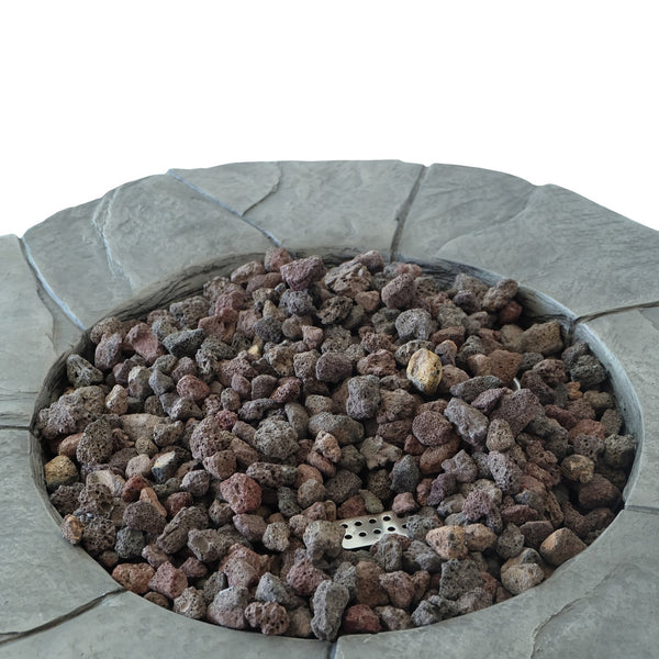 English Elm 30" Round Mgo Gas Fire Pit 40000 Btu Outdoor Patio Sculptural Matte Gray Finish 61099.00-40K