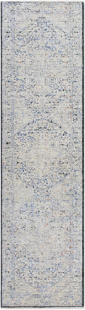 Livabliss Rivaldo Machine Woven Polyester Rug with Fringe Traditional Pattern for Entryways Cream, Light Sl 2'7" x 10' RVD2304-2710