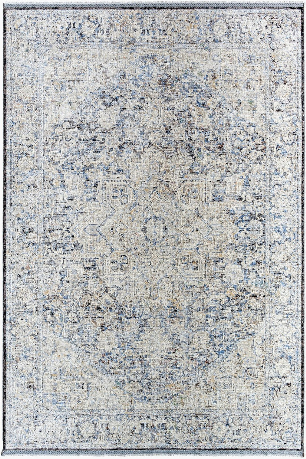 Livabliss Rivaldo Machine Woven Polyester Rug with Fringe Traditional Pattern for Entryways Cream, Light Sl 5' x 7' RVD2304-57