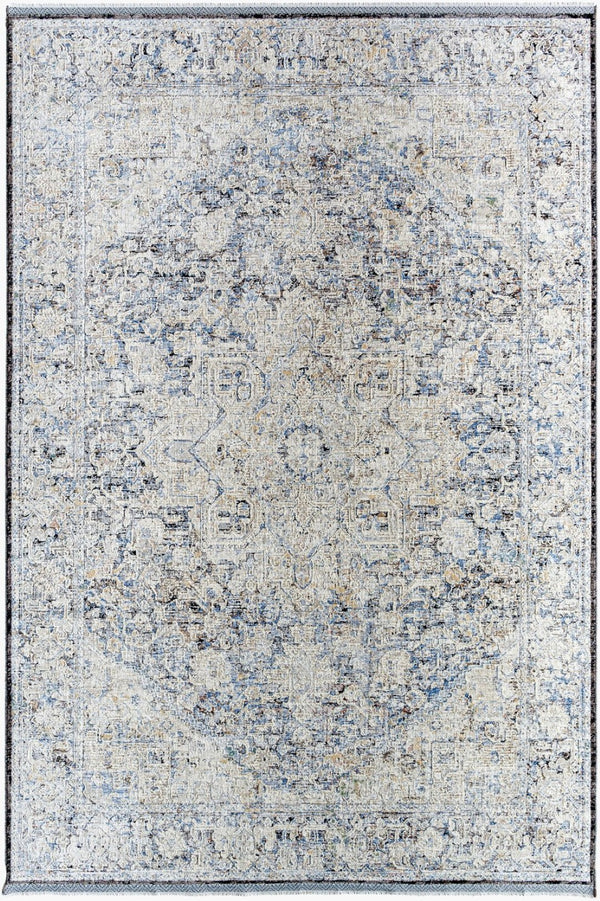 Livabliss Rivaldo Machine Woven Polyester Rug with Fringe Traditional Pattern for Entryways Cream, Light Sl 5' x 7' RVD2304-57