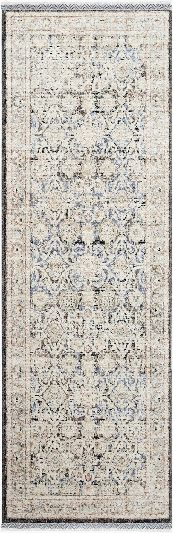 Livabliss Rivaldo Machine Woven Polyester Area Rug with Fringe Turkish Traditional Style Cream, Black 2'7" x 7'10" RVD2306-27710
