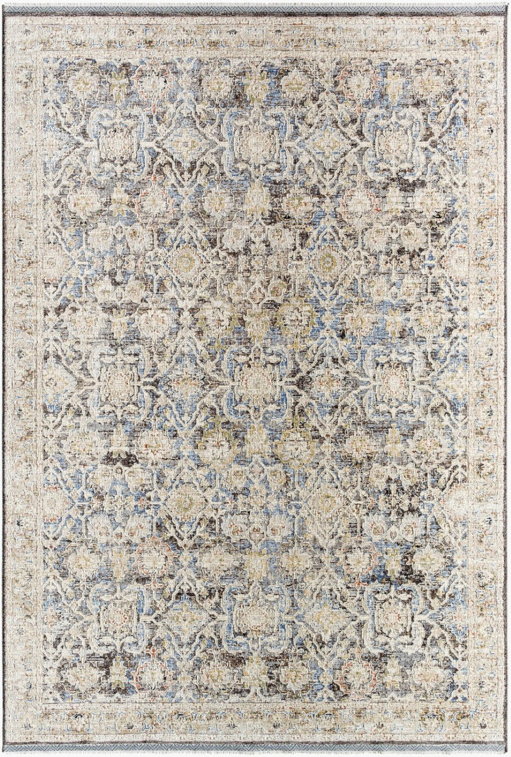 Livabliss Rivaldo Machine Woven Polyester Area Rug with Fringe Turkish Traditional Style Cream, Black 2' x 2'11" RVD2306-23