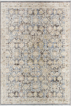 Livabliss Rivaldo Machine Woven Polyester Area Rug with Fringe Turkish Traditional Style Cream, Black 2' x 2'11" RVD2306-23