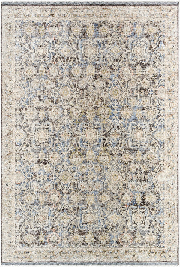 Livabliss Rivaldo Machine Woven Polyester Area Rug with Fringe Turkish Traditional Style Cream, Black 2' x 2'11" RVD2306-23