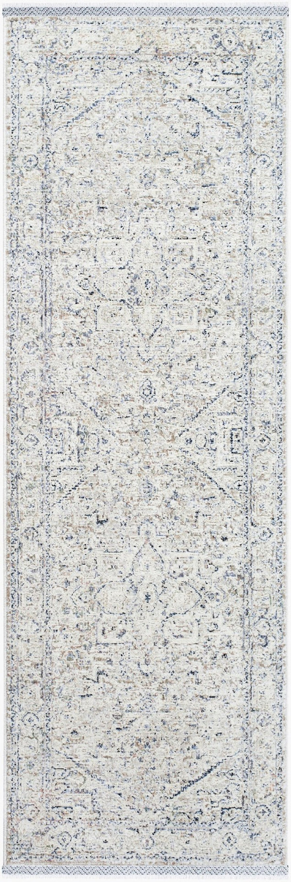 Livabliss Rivaldo Traditional Fringe Accent Rug Machine Woven Polyester for Entryways and Hallways Cream, Light Br 2'7" x 10' RVD2307-2710
