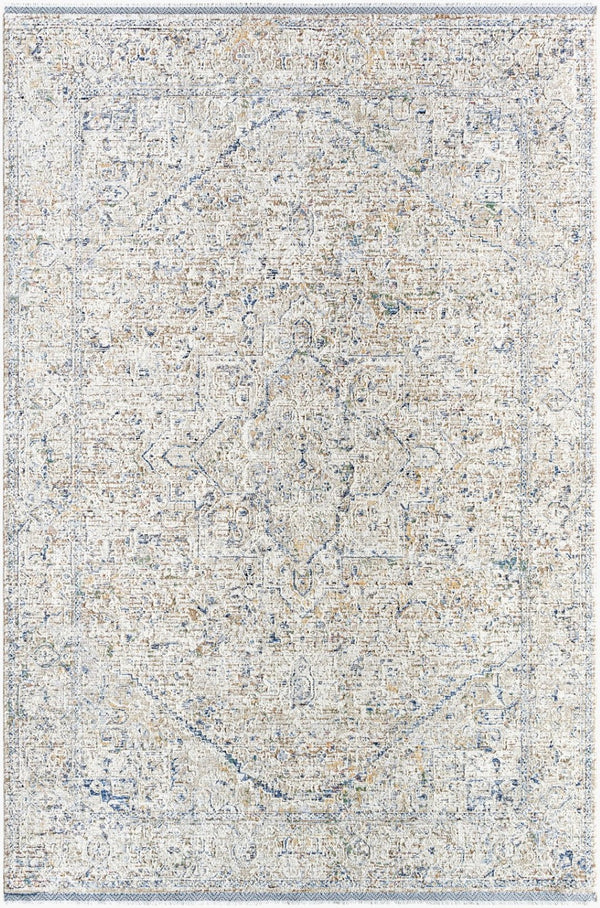 Livabliss Rivaldo Traditional Fringe Accent Rug Machine Woven Polyester for Entryways and Hallways Cream, Light Br 6'7" x 9'6" RVD2307-6796