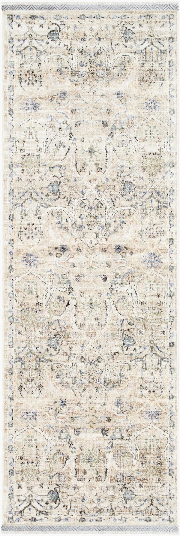 Livabliss Rivaldo Traditional Fringed Polyester Rug with Medium Pile for Entryways and Hallways Cream, Light Br 2'7" x 10' RVD2309-2710