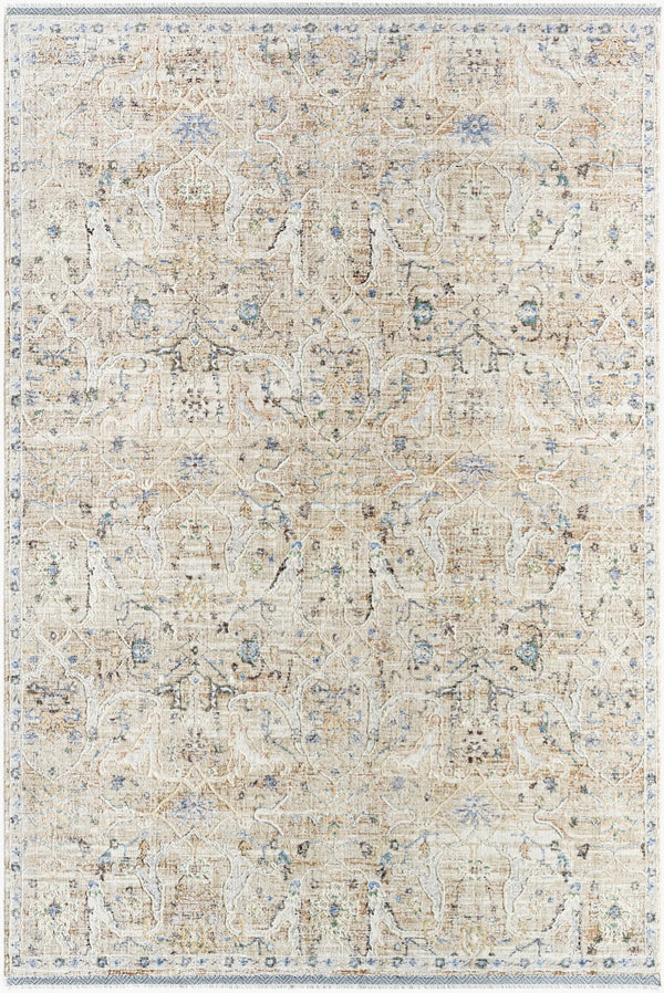 Livabliss Rivaldo Traditional Fringed Polyester Rug with Medium Pile for Entryways and Hallways Cream, Light Br 7'10" x 10' RVD2309-71010