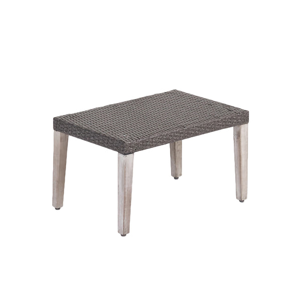 English Elm Christopher Knight Home® - HAMPTON Grey Wood & Wicker Ottoman with Acacia Frame, Weather-Resistant PE Rattan Top, 31.25"L 60398.00LMBLK