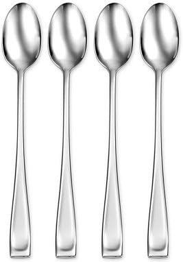 Lenox Oneida Moda Fine Flatware Iced Teaspoons, Set of 4 Metallic, STAINLESS METAL T711004M