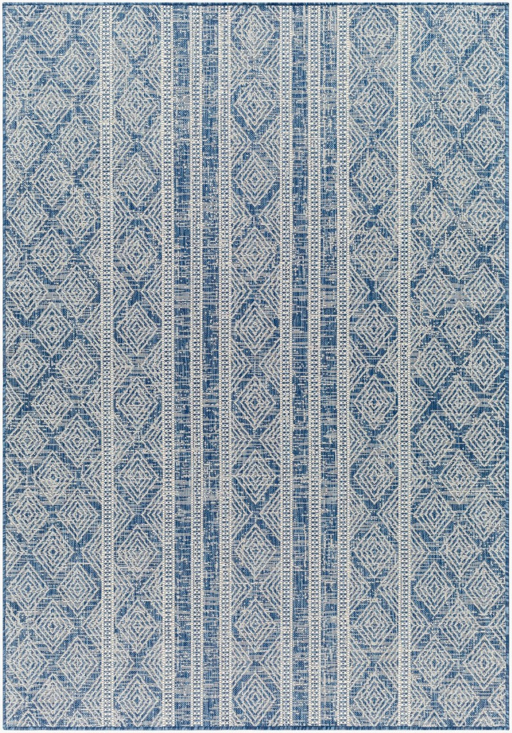 Livabliss Ravello Flatweave Polypropylene Area Rug Global Bohemian Pattern for Indoor Outdoor Spaces Denim, Dark Blu 5'3" x 7' RVL2321-537
