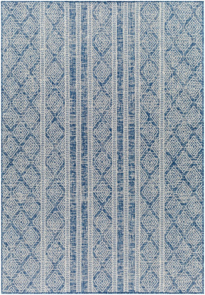 Livabliss Ravello Flatweave Polypropylene Area Rug Global Bohemian Pattern for Indoor Outdoor Spaces Denim, Dark Blu 5'3" x 7' RVL2321-537