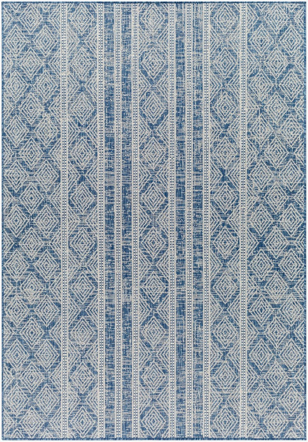 Livabliss Ravello Flatweave Polypropylene Area Rug Global Bohemian Pattern for Indoor Outdoor Spaces Denim, Dark Blu 5'3" x 7' RVL2321-537